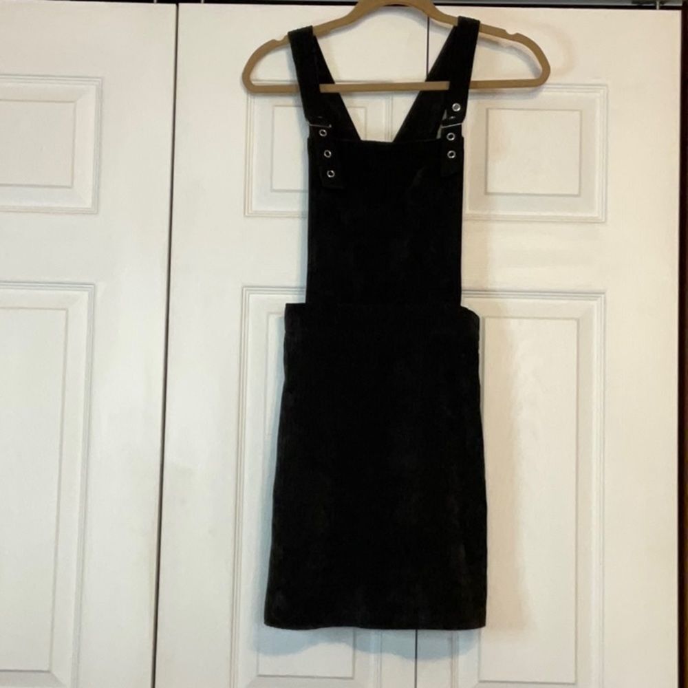 Stitch and Pine Black Corduroy Overall Dress Silver Buckles‎ Small